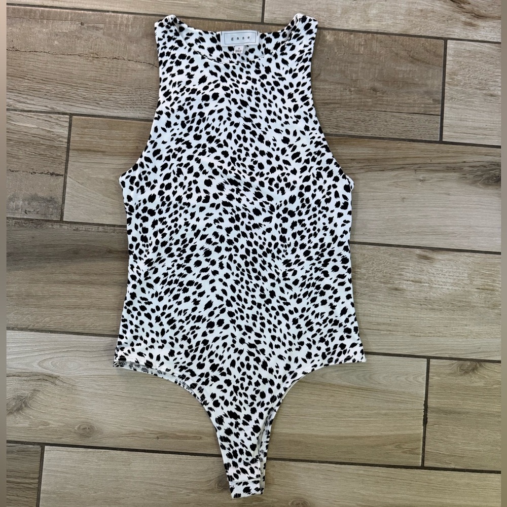 Black and White Animal Print Bodysuit – Size S